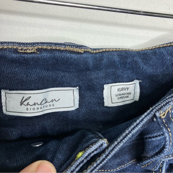 Kancan kurvy ultra high rise super flare Jeans women’s size 29 raw hem trendy - Picture 5 of 8
